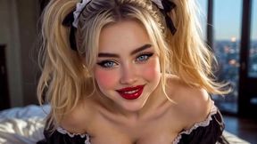 sexy maid in mini uniform: cleaning turns into hard fuck and cum on face ai generated