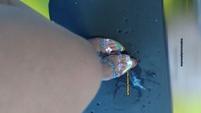 716 POV Bootjob featuring beautiful floral footwear and French-tip nails.