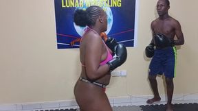 Mixed boxing with lots of face punching body punching kicking