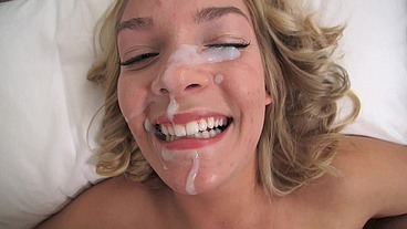 ALLY BROOKS Cute Blonde Teen POV Blowjob and HUGE MESSY Facial!!