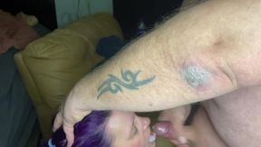 BBW sucking neighbors cock and swallowing