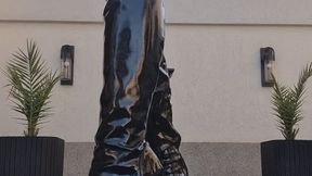 Leather Boots Farting on the Terrace – Outdoor Gas Release Session