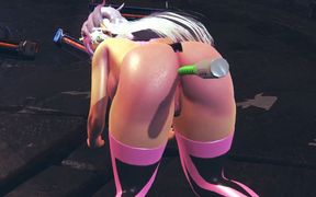 Alien girl on an alien planet takes anal beads up her ass : 3D Hentai