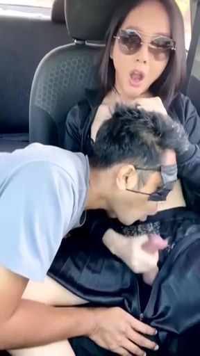 Hot Ladyboy Cum In Guys Mouth in Car