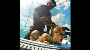 Rich MILF rides BBC on a yacht