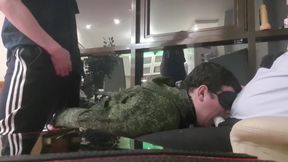 Crazy Hard Bdsm Threesome -young Military Slave And 2 Domins- Piss Slap Spank And Hard Mouth Fuck