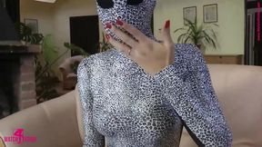 Great strip in a zentai catsuit