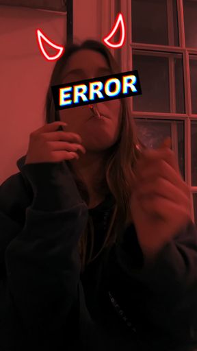 Woman smoking with red filter without showing her eyes