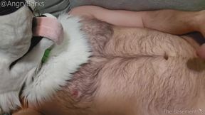 Furry Eunuch Gets Hard Rubbing Empty Sack Shoots Inferno Cum Loud Neutered Orgasm