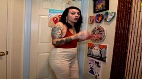 mia hope pissing her dress pants outside bathroom