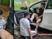 Muddy piss break in forest