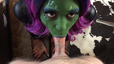 Gamora Gags On Quills Cock