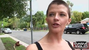 EVASIVE ANGLES Joslyn James, a strong and dominant woman, draws Ashley into her world of deep connection. Their chemistry builds as Ashley take a big black strapon or curved glass dildo way up in her pussy.