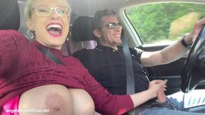 Angel Wicky's juicy hairy pussy gets pounded in the car