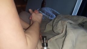 Handjob While Playing in Bed