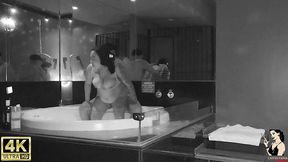 hotel camera catches boss fucking employee in foam pool