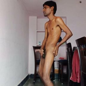 Rajesh masturbating dick showing butt, ass &amp; cumming on body