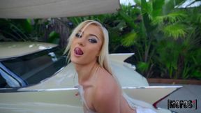 Petite Blonde Soaks in Wild Outdoor Car Wash Heat