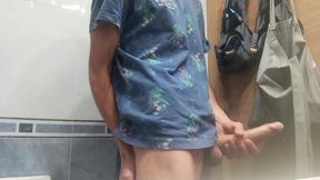 Cute Twink's 10 Inch Monster Cock Gushes Cum on Tiles