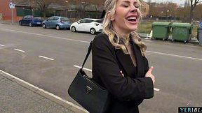 Busty Blonde Slut Gets Pounded in Broad Daylight Street Fuck