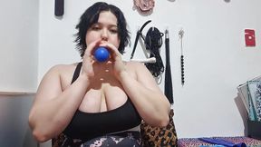 Blowing up Huge Blue Balloon