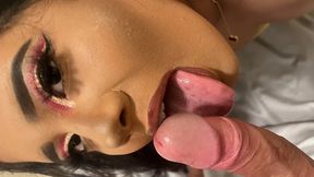 Young Mexican sucks my dick like a pro and swallow my cum