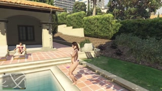 GTA5 Backdoor Slut Part 1: MILF Amanda Lesbian Neighbors Pool Party Nude Play