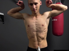 Hot Athletic Czech Boy Muscle Worship and Big Dick Handjob