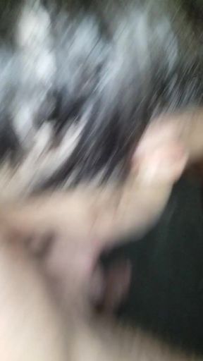 Wife gets on her knees and deep throats me and licks my balls