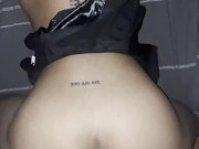 Leather skirt babe pounded by big black cock