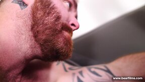 Wild bear tattooed hunk gets nailed by hot stud: anal fun and messy cumshot galore! bareback blowjob