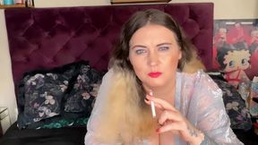 Femdom BBW Chastises Needle Dick Loser While Smoking
