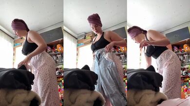 Blonde slut floods face with perfect tits while masturbating solo