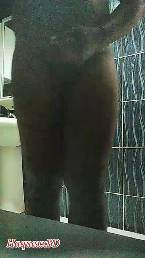 A sexy boy masturbated in the washroom.