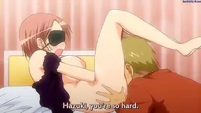 Cute anime teen with a hairy pussy gets a public blowjob
