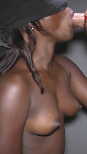 Beautiful Ebony Teen Sucks Big White Cock and Let It Cum in Her Mouth
