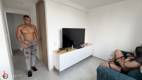 Colombian model broadcasts live sex with a BBC cock - Brandon Cruz &amp; Emily Fox.