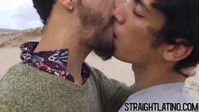 Hot young Latino barebacked after making out at the beach