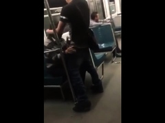 Asian twink get's BJ from older man in a subway