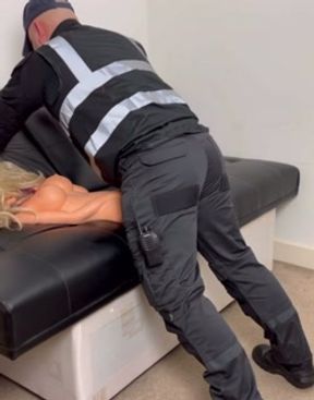 Boss fucks his blond Secretary doll, cum on pussy