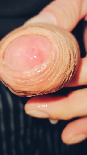Horny uncut guy playing with long foreskin again precum and cum   Clip 3