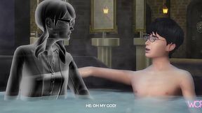 SIMS animation - Harry Potter and Moaning Myrtie share a moment in the school bath.