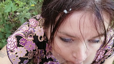 Sexy BBW in Outdoor Blowjob - Remaster