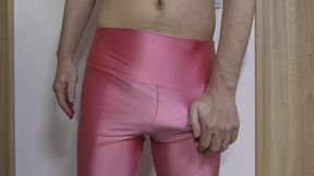 Masturbation with Satin Pink Leggings