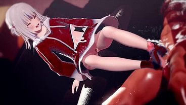 Gawr Gura Footjob Hentai Hololive VTuber Cumshot MMD 3D Red Clothes
