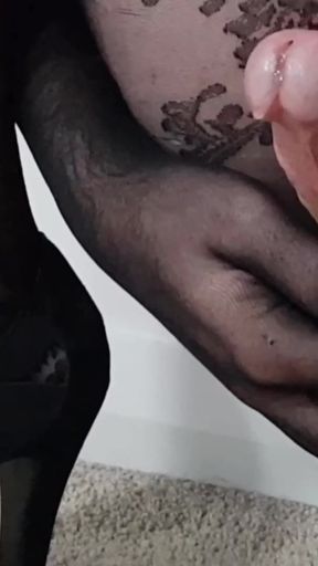 Sexy Dani Leg with Fountain Cum on Patterned Pantyhose