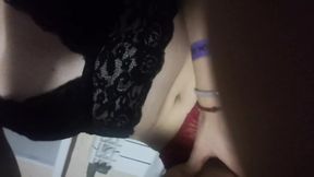 Home evening striptease. Close-up