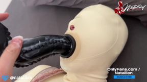 Latex Doll Pussy Destroyed by Creamy Big Dildo Gushing Flood