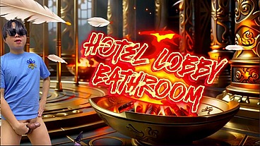 A cock lover guy sucks a stranger’s cock in hotel lobby bathroom