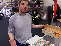 Hot college teen guy gets his ass fucked around with straight huge cock in the shop